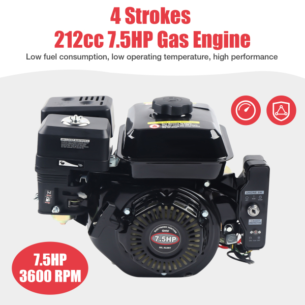 Motor de gasolina de 4 tiempos, 212cc, motor de estacionamiento, 7,5 CV, motor de kart, motor de arranque ligero