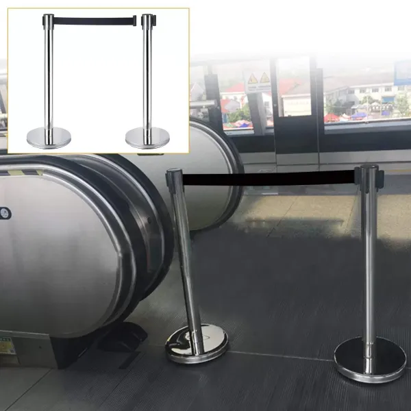 Juego de 2 soportes de barrera para delimitar personas (acero inoxidable, con cordón de 200 cm)