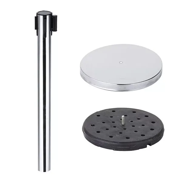 Juego de 2 soportes de barrera para delimitar personas (acero inoxidable, con cordón de 200 cm)