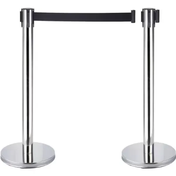 Juego de 2 soportes de barrera para delimitar personas (acero inoxidable, con cordón de 200 cm)