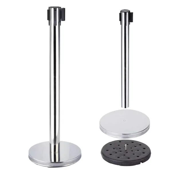 4 postes de barrera de acero inoxidable con 2m de correa retráctil, 90cm,postes de barrera, sistema de guía personal para exposiciones en aeropuertos.