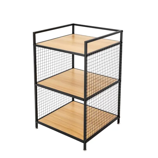 Mesa para impresora con soporte de 3 niveles, marco de metal, para fotocopiadora, escáner, con malla de metal, color negro