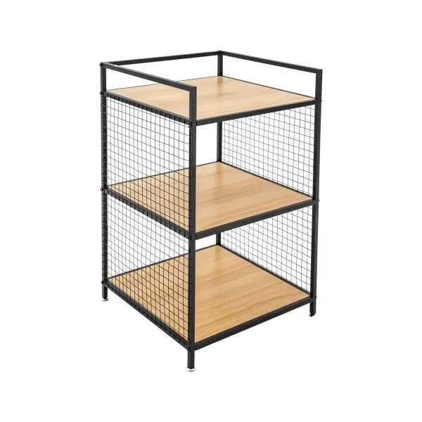 Mesa para impresora con soporte de 3 niveles, marco de metal, para fotocopiadora, escáner, con malla de metal, color negro