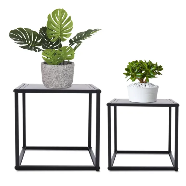 Mesa auxiliar de metal de 2 piezas, mesa de centro Mesas de centro cuadradas pequeñas Mesa de centro moderna simple