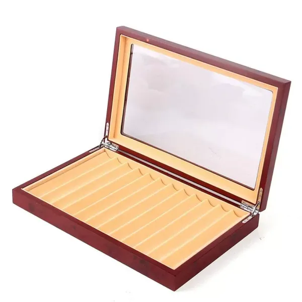 CNCEST 12 ranuras para lápices, pluma estilográfica, vitrina de madera, caja de almacenamiento, color rojo
