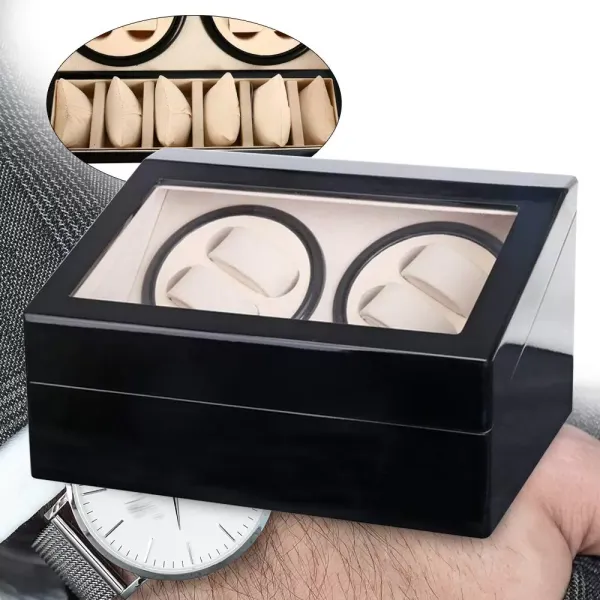 CNCEST Caja giratoria para relojes automáticos de lujo- caja de almacenamiento para relojes- silenciosa (4 + 6 relojes)