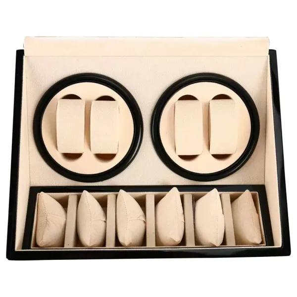 CNCEST Caja giratoria para relojes automáticos de lujo- caja de almacenamiento para relojes- silenciosa (4 + 6 relojes) CNCEST Caja giratoria para relojes automáticos de lujo- caja de almacenamiento para relojes- silenciosa (4 + 6 relojes)