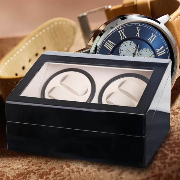 CNCEST Caja giratoria para relojes automáticos de lujo- caja de almacenamiento para relojes- silenciosa (4 + 6 relojes) CNCEST Caja giratoria para relojes automáticos de lujo- caja de almacenamiento para relojes- silenciosa (4 + 6 relojes)