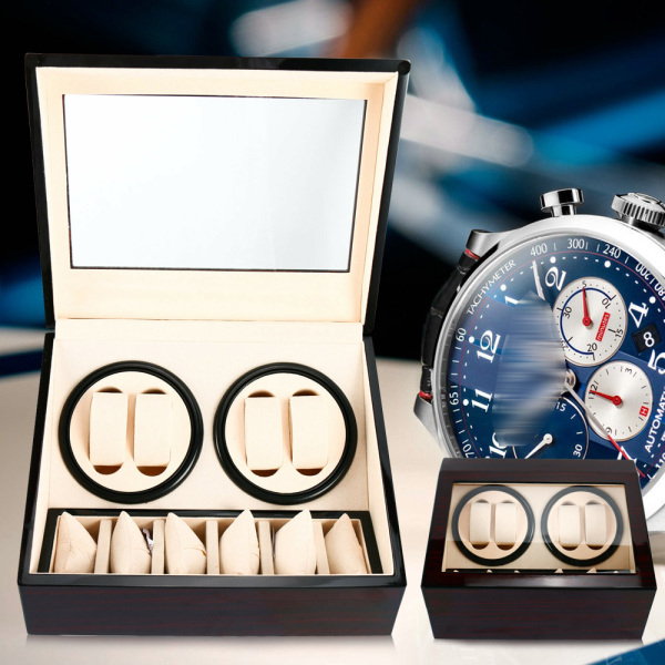 Expositor giratorio para relojes 4 + 6 relojes, caja de relojes de imitación madera