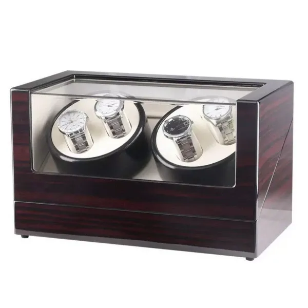 Caja giratoria para relojes automáticos, para 4 relojes, caja para guardar gafas, presentación con escaparate