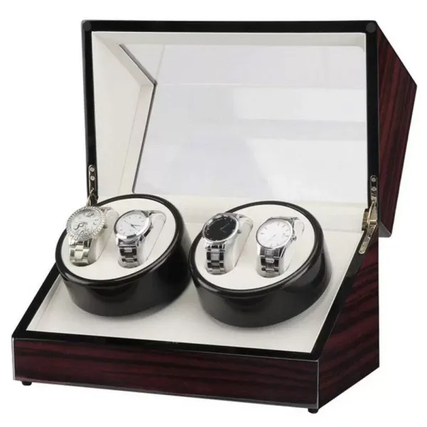 Caja giratoria para relojes automáticos, para 4 relojes, caja para guardar gafas, presentación con escaparate