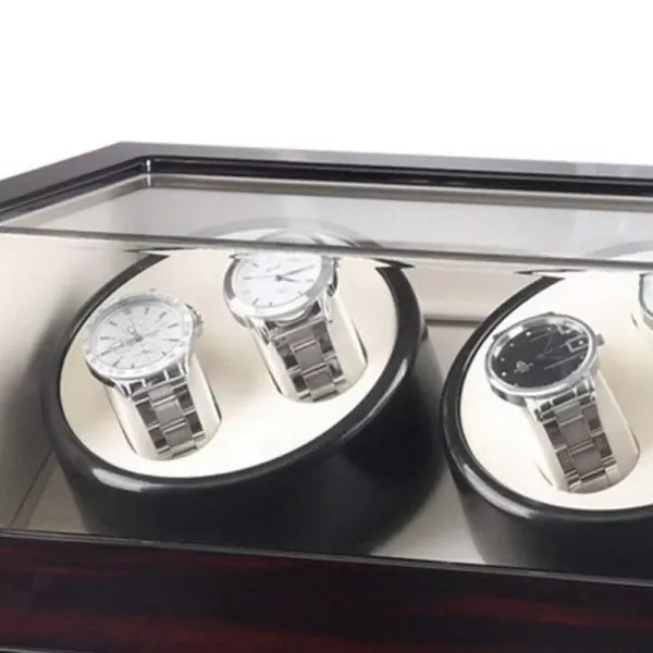 Caja giratoria para relojes automáticos, para 4 relojes, caja para guardar gafas, presentación con escaparate