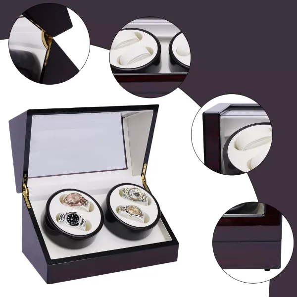 Caja giratoria para relojes automáticos, para 4 relojes, caja para guardar gafas, presentación con escaparate