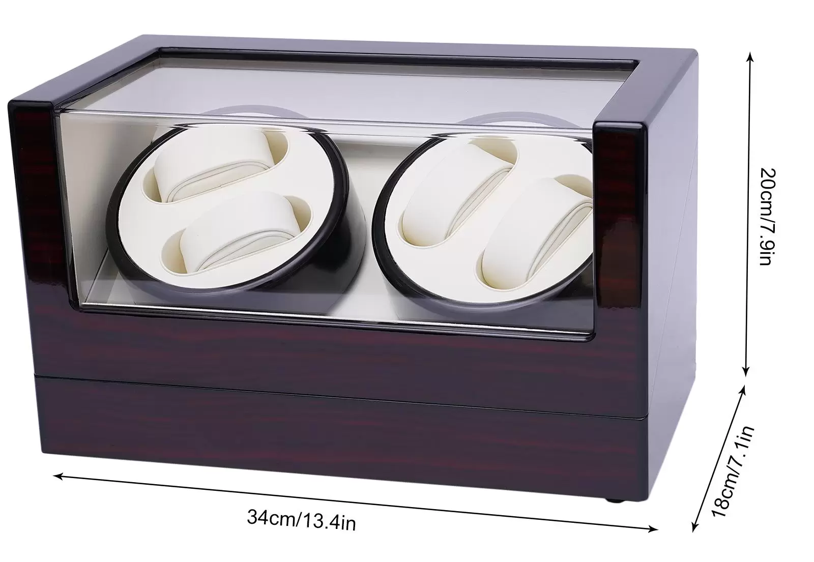 Caja giratoria para relojes automáticos, para 4 relojes, caja para guardar gafas, presentación con escaparate