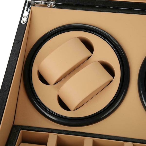 Expositor giratorio para relojes 4 + 6 relojes, caja de relojes de patrón de avestruz