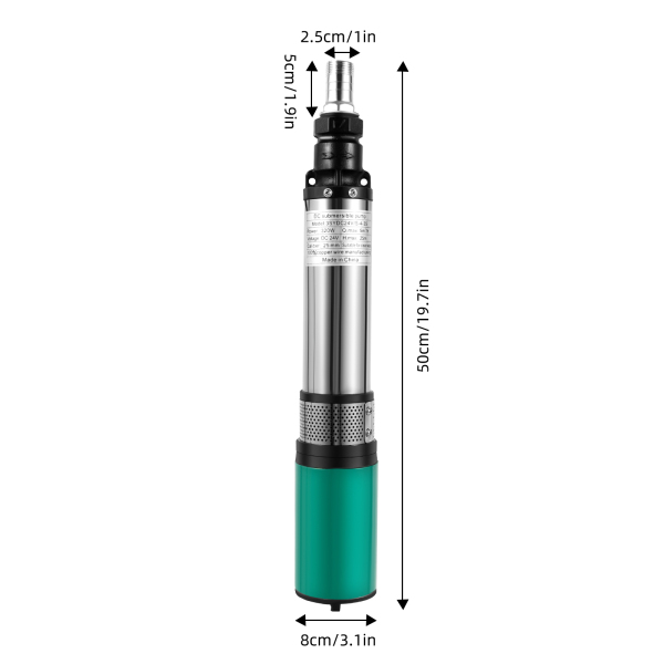 CNCEST  24V 320W Bomba sumergible solar Bomba de pozo profundo 5m³/h 25 m/ 82 ft