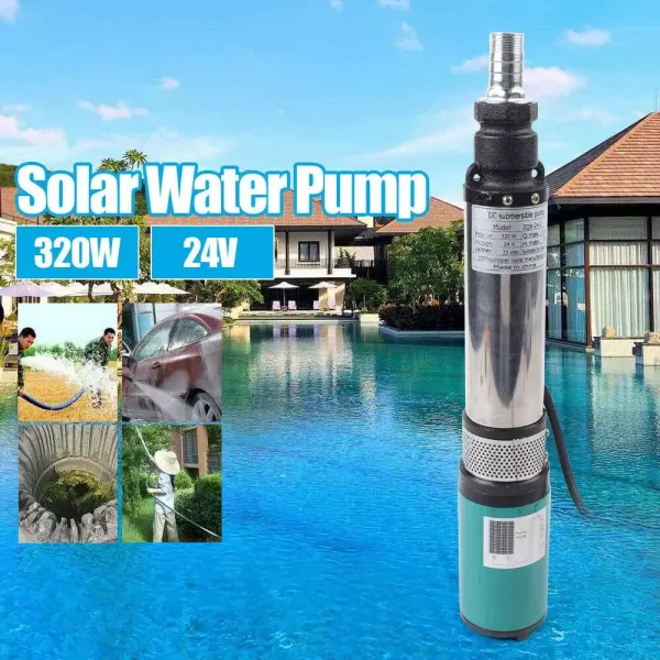 CNCEST  24V 320W Bomba sumergible solar Bomba de pozo profundo 5m³/h 25 m/ 82 ft