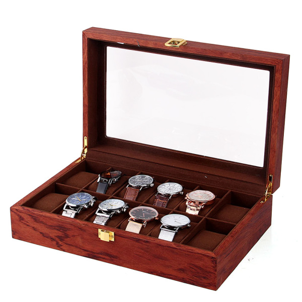 Caja para relojes con rejilla de Tablero de densidad y tela de terciopelo (12)