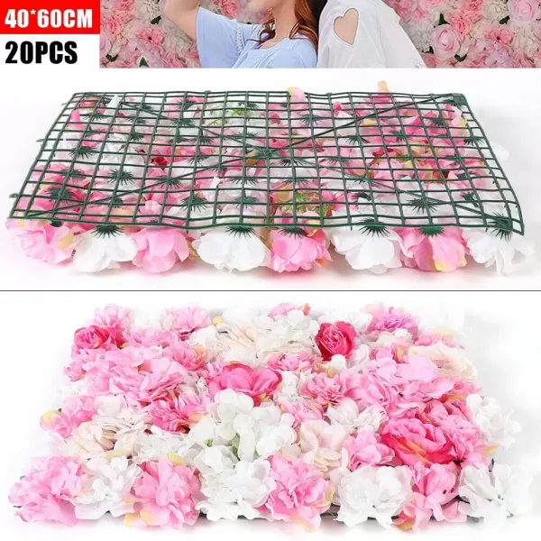 20 piezas de flores artificiales para pared de rosas, decoración de bodas, 40 x 60 cm, decoración de pared de flores