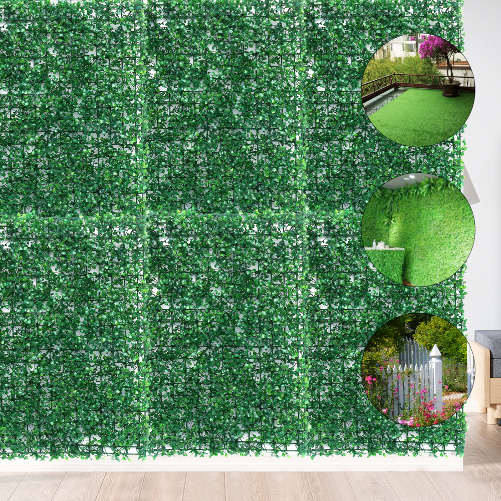 12 unidades de setos artificiales, plantas de césped, pared de hiedra artificial