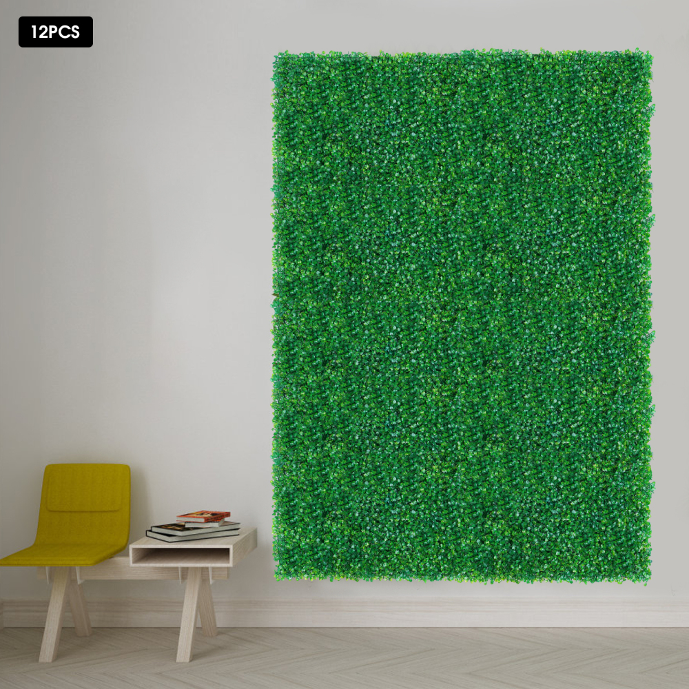 12 unidades 60 cm x 40 cm x 4 cm exterior artificial verde falsificados boj estera de decoración intimidad valla panel
