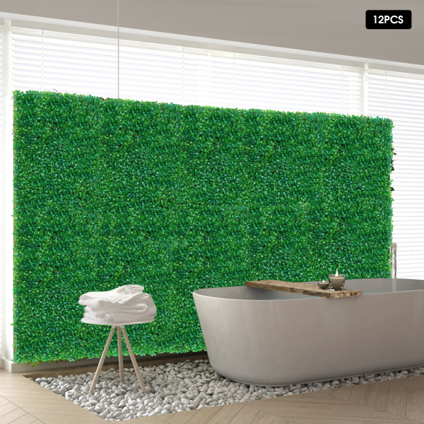 12 unidades 60 cm x 40 cm x 4 cm exterior artificial verde falsificados boj estera de decoración intimidad valla panel