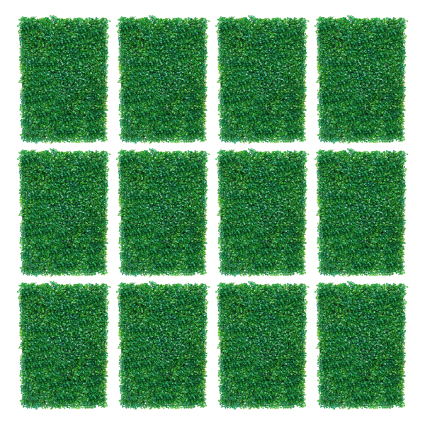12 unidades 60 cm x 40 cm x 4 cm exterior artificial verde falsificados boj estera de decoración intimidad valla panel