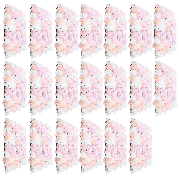 20 paneles de pared de flores artificiales, flores de seda, decoración de pared, decoración de bodas, color rosa profundo, 40 x 60 cm