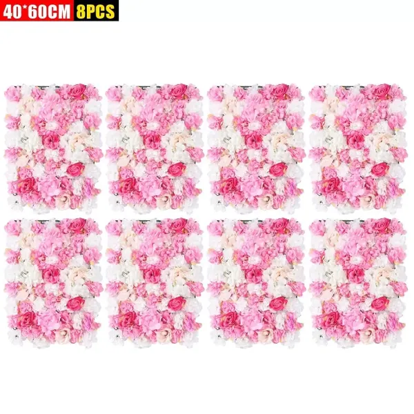 CNCEST 8 Piezas de Pared de Flores Artificiales- Pared de Rosas-champán Rosa para telón de Fondo- decoración de Pared de Boda