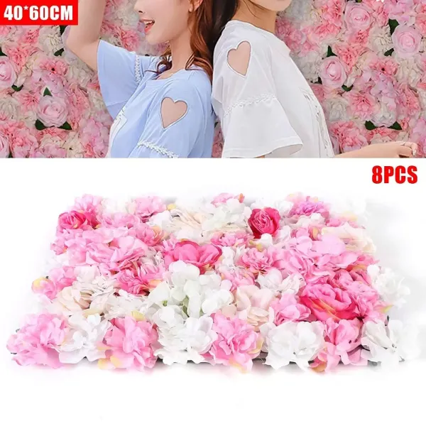 CNCEST 8 Piezas de Pared de Flores Artificiales- Pared de Rosas-champán Rosa para telón de Fondo- decoración de Pared de Boda CNCEST 8 Piezas de Pared de Flores Artificiales- Pared de Rosas-champán Rosa para telón de Fondo- decoración de Pared de Boda
