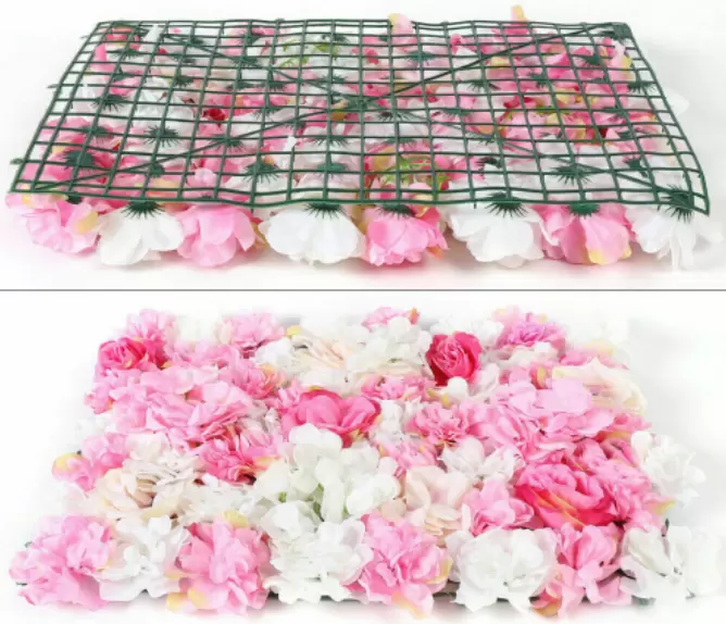 CNCEST 8 Piezas de Pared de Flores Artificiales- Pared de Rosas-champán Rosa para telón de Fondo- decoración de Pared de Boda