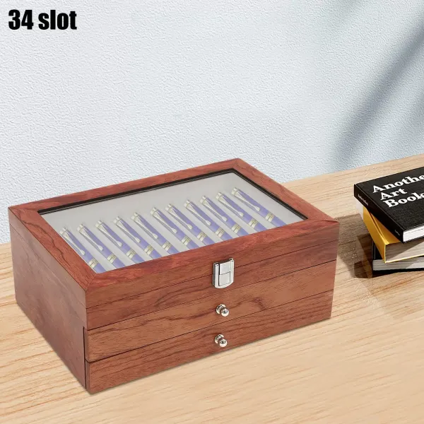 Caja portalápices con vitrina- 3 capas- vitrina de madera(madera de rosa)