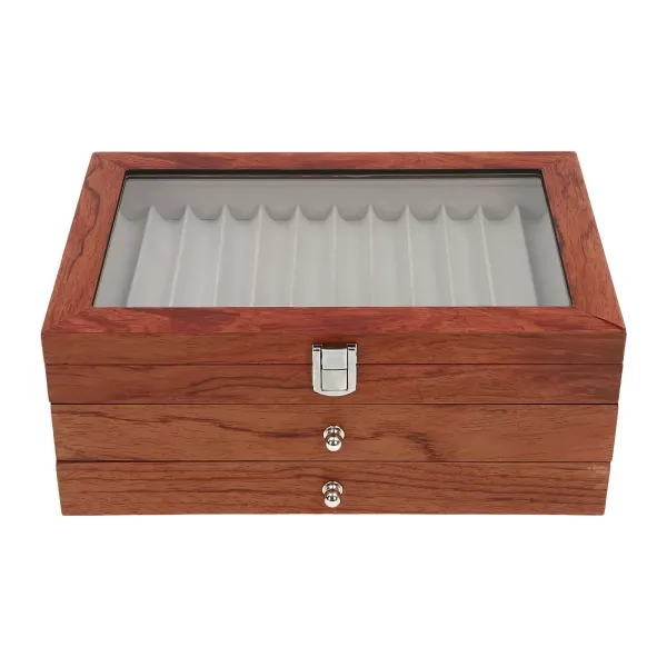 Caja portalápices con vitrina- 3 capas- vitrina de madera(madera de rosa)