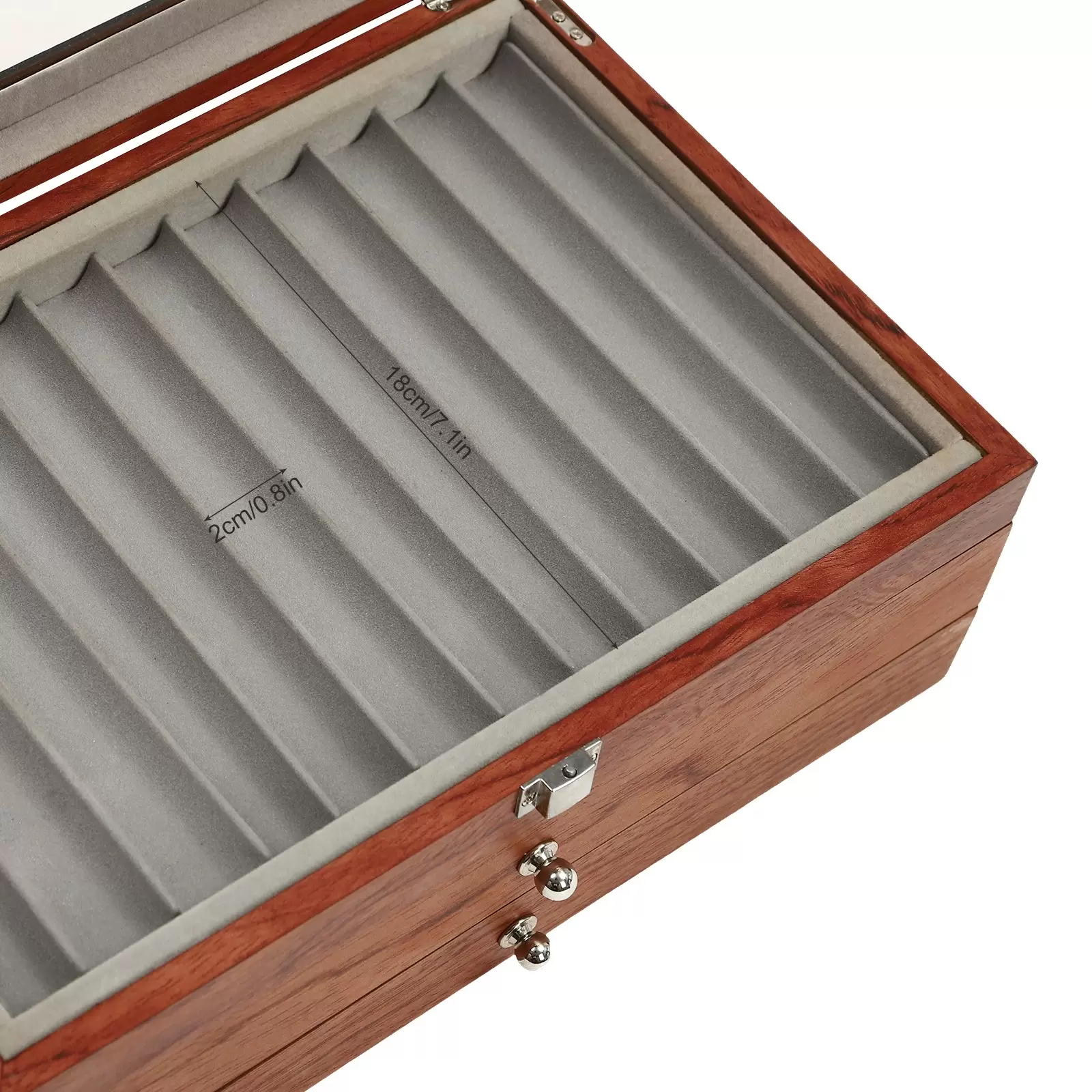 Caja portalápices con vitrina- 3 capas- vitrina de madera(madera de rosa)