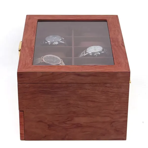 Elegante caja de madera de doble capa para 20 relojes, organizador de relojes con cajón, palisandro