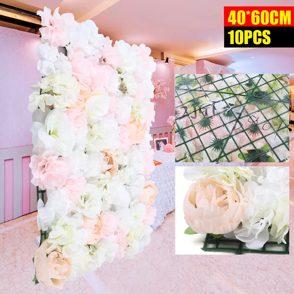 Pared de flores artificiales de hortensia rosa para pared, flores de seda, para jardín, boda, evento, lugar principal, fiesta, (rosa)