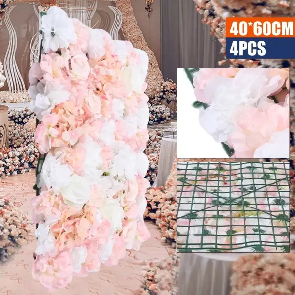 4 unidades, Placas de pared con flores de rosa, 60 x 40 cm, para fondo, bodas, fiestas, decoración