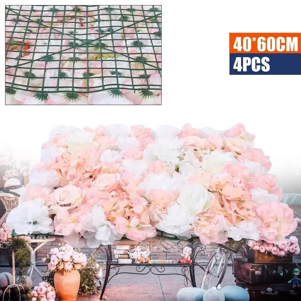 4 unidades, Placas de pared con flores de rosa, 60 x 40 cm, para fondo, bodas, fiestas, decoración