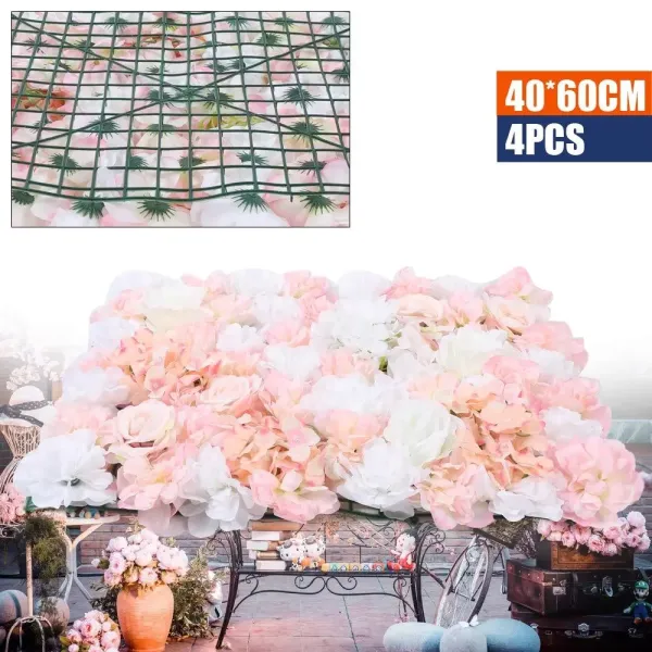 4 unidades, Placas de pared con flores de rosa, 60 x 40 cm, para fondo, bodas, fiestas, decoración