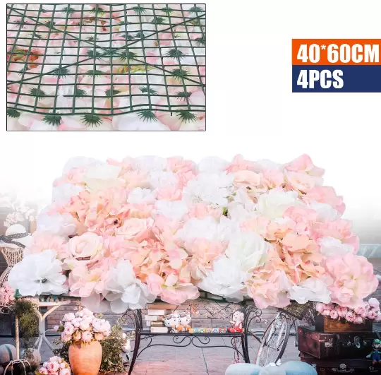 4 unidades, Placas de pared con flores de rosa, 60 x 40 cm, para fondo, bodas, fiestas, decoración