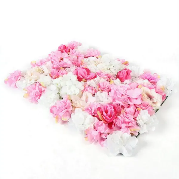 15 piezas de flores artificiales de seda para pared de bodas, decoración de fondo Venue (60 x 40 x 7 cm)