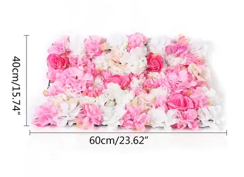 15 piezas de flores artificiales de seda para pared de bodas, decoración de fondo Venue (60 x 40 x 7 cm)