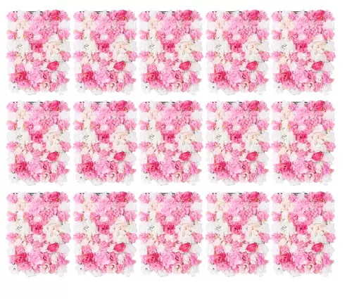 15 piezas de flores artificiales de seda para pared de bodas, decoración de fondo Venue (60 x 40 x 7 cm)