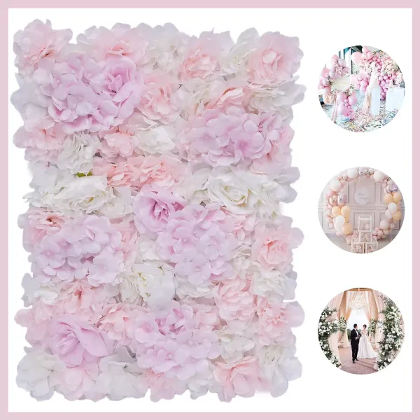 12 paneles de rosas artificiales para decoración de pared, 40 x 60 cm, rosa hortensia rosa claro 12 paneles de rosas artificiales para decoración de pared, 40 x 60 cm, rosa hortensia rosa claro