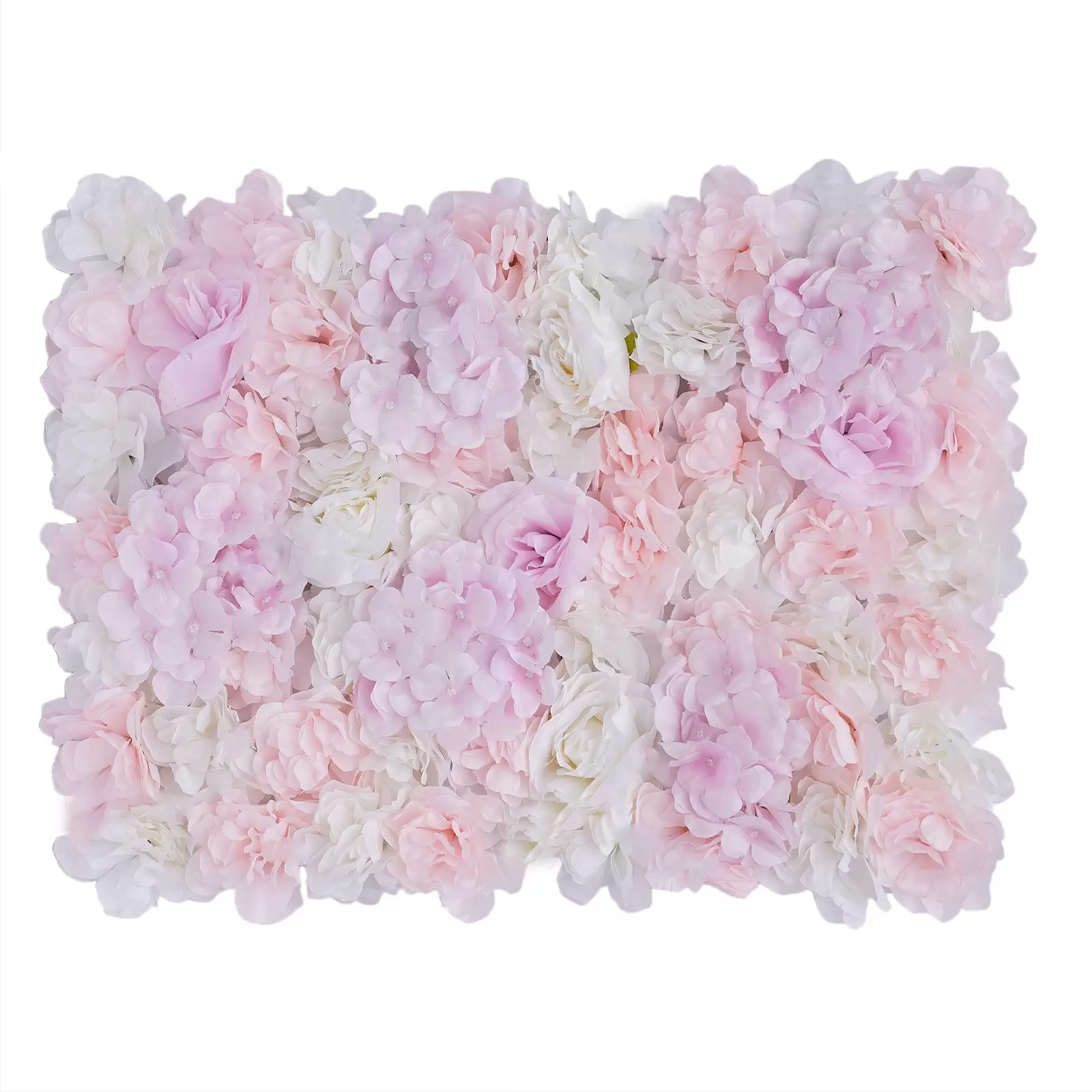 12 paneles de rosas artificiales para decoración de pared, 40 x 60 cm, rosa hortensia rosa claro