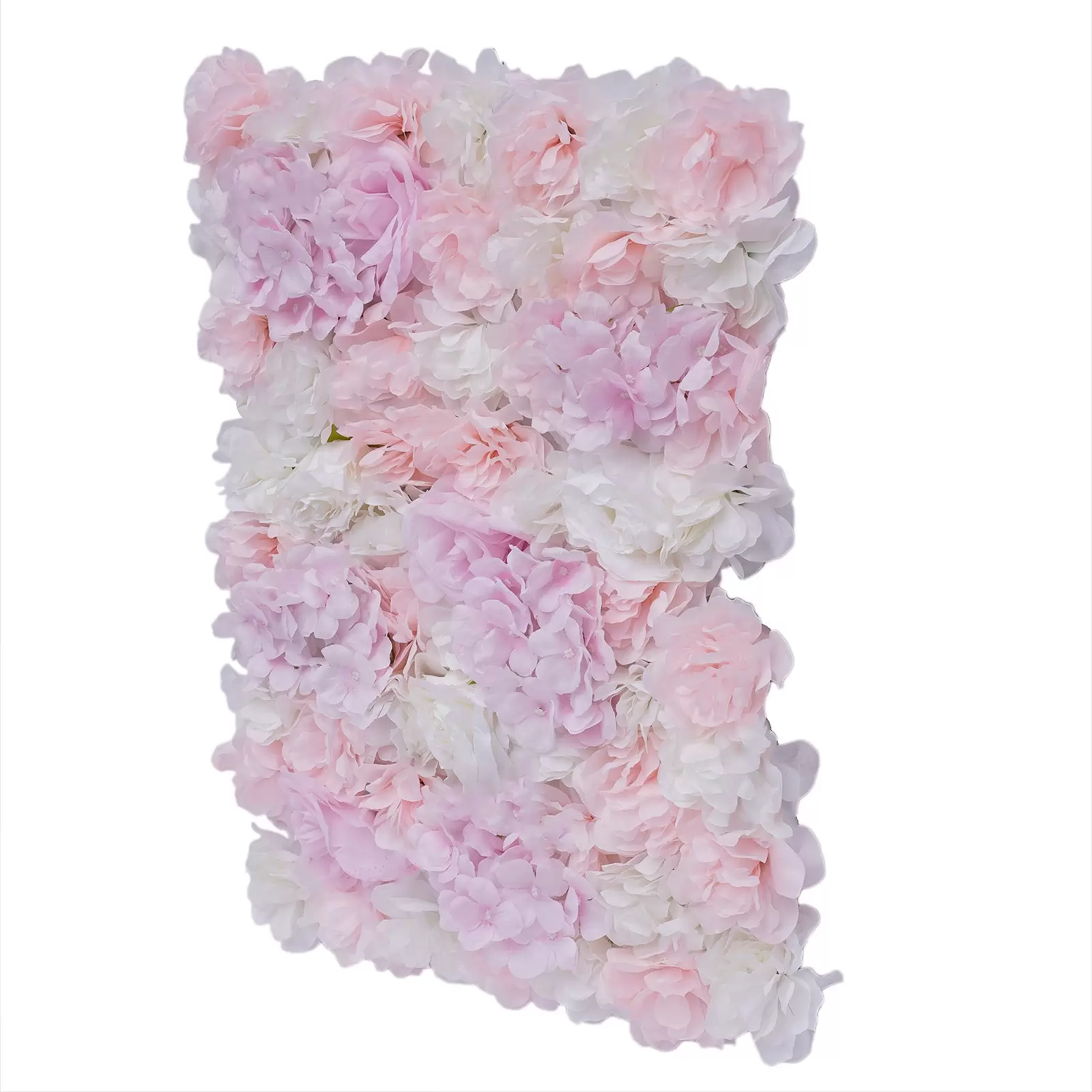 12 paneles de rosas artificiales para decoración de pared, 40 x 60 cm, rosa hortensia rosa claro