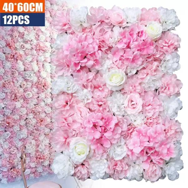 CNCEST 12 piezas de pared de flores de plantas (40 * 60 cm) dalia blanca + champán profundo, para boda