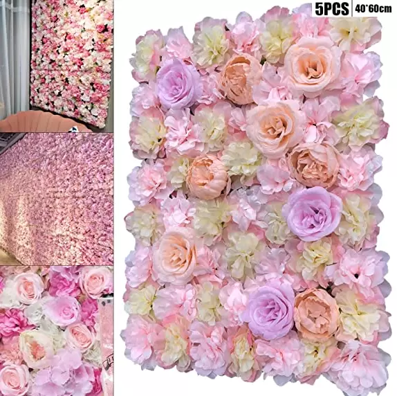 5 x Pared de flores artificiales Pared de rosas Fondo de calle de boda DIY