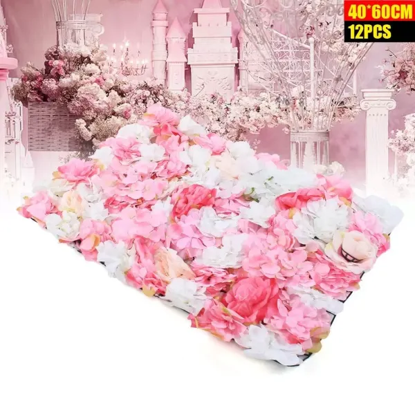 CNCEST 12 piezas de pared de flores de plantas (40 * 60 cm) champán rosa oscuro