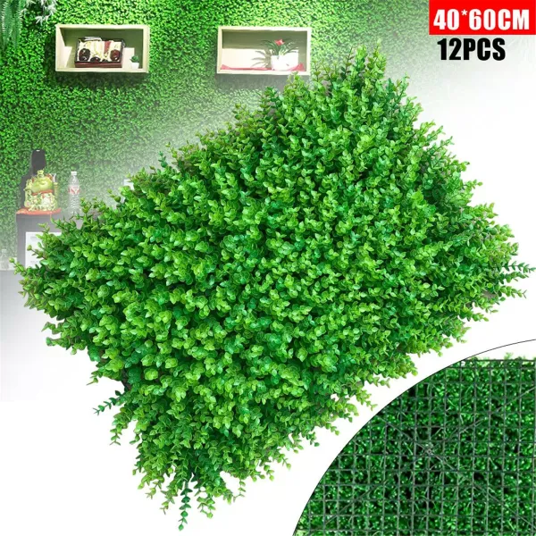 CNCEST 12 piezas de alfombra de plantas artificiales, Panel de plantas, alfombra verde, césped de pared de 60x40cm CNCEST 12 piezas de alfombra de plantas artificiales, Panel de plantas, alfombra verde, césped de pared de 60x40cm